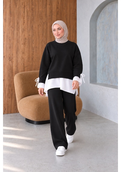Unika Boutique Kadın Gömlek Garnili İkili Modal Takım Çok Renkli