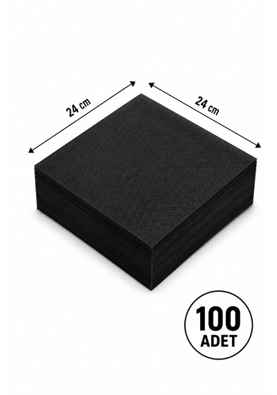 24x24 Kare Siyah Peçete 100'lü