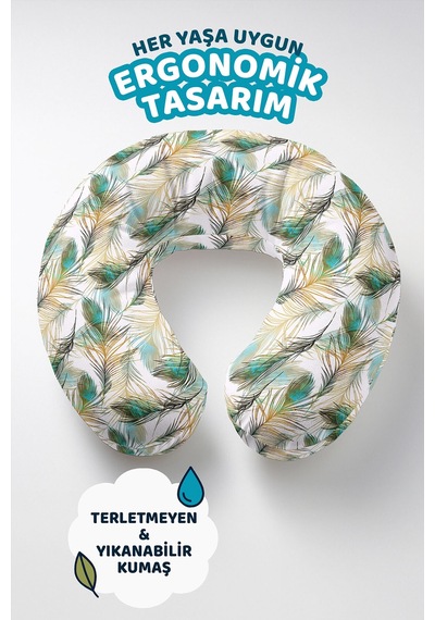 Tropikal Tüy Desenli Pamuklu Boyun Yastığı - Doğal Yeşil Sarı Tasarım Yumuşak Seyahat Yastığı Metalik Yosunlu Gül Pembesi Tropikal Tüy Desenli Pamuklu Boyun Yastığı - Doğal Yeşil Sarı Tasarım Yumuşak Seyahat Yastığı Metalik Yosunlu Gül Pembesi
