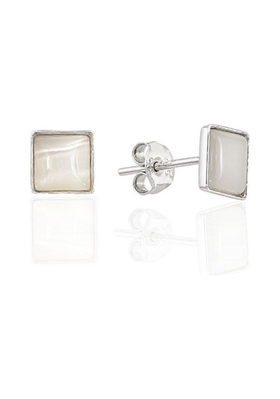 Oya Silver Milky Sedef Taşlı Gümüş Küpe 7mm Oyok378