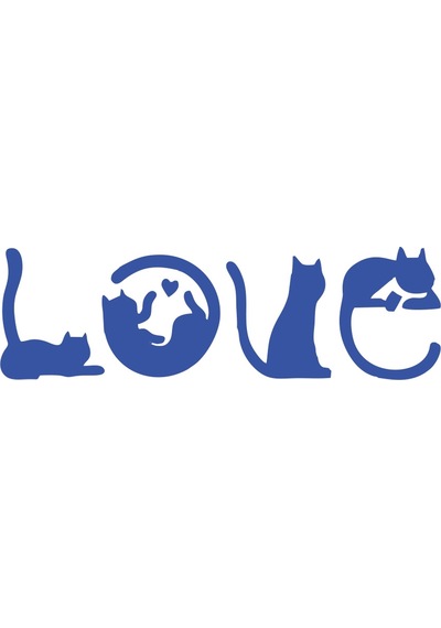 Kediler Love Araba Sticker 17x17 Cm Mavi