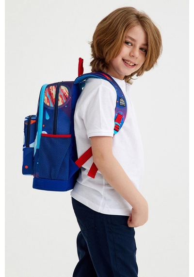 Coral High Kids Saks Mavi Astronot Desenli Dört Bölmeli Okul Sırt Çantası 23724