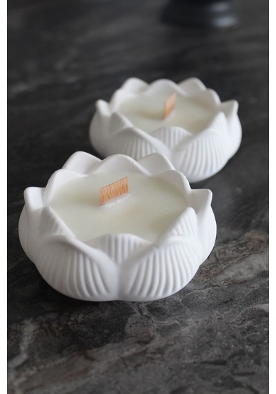 Bernami Mumluk Şamdanpinterest 2'li Lotus Ahşap Fitilli Kokulu Mum Diğer