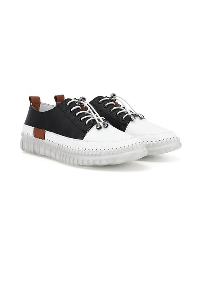 Diğer Kadın Siyah Bağcıklı Hakiki Deri Sneaker Ddza80742321 Siyah