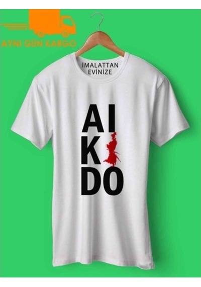 Aikido Tasarım Yazı Baskılı Tişört Tshirt Ücretsiz Kargo