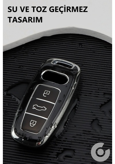 Audi A3 A4 A6 A7 A8 & B9 C8 4k D5 & S7 S8 & Q7 Q8 & E-tron Tpu Anahtar Kılıfı Beyaz Gümüş