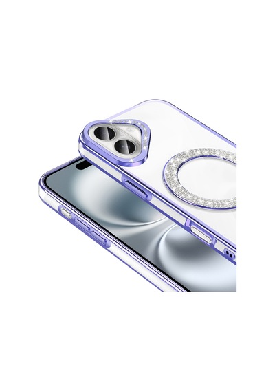 Nihcase Apple Uyumlu iPhone 16 Plus Kılıf Karetta Diamod Taş Desenli Magsafeli Kapak