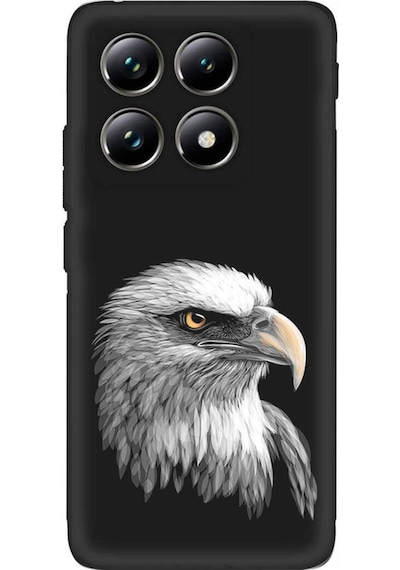 Xiaomi Mi 14t İle Uyumlu Kartal 0214c Tasarımlı Siyah Lansman Kılıf Çok Renkli