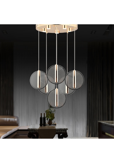 Dustin 6'lı Yuvarlak 3 Renk 80 Watt Gold Kristal Ledli Modern Oturma Odası Salon Sarkıt Avize Diğer
