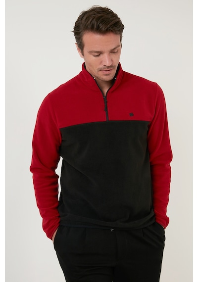 Buratti Regular Fit Anti-Pilling Tüylenme Yapmayan Dik Yaka Kışlık Şardonlu Erkek Polar 5906016 Bordo