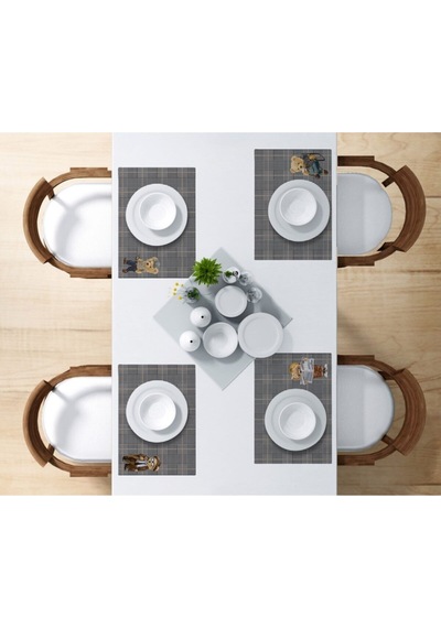 Teddies Kumaş Amerikan Servis 4'lü Set 35x50cm Keten Kumaş, Ulusl. Yıkama Ve Solmama Sertifikası Çok Renkli