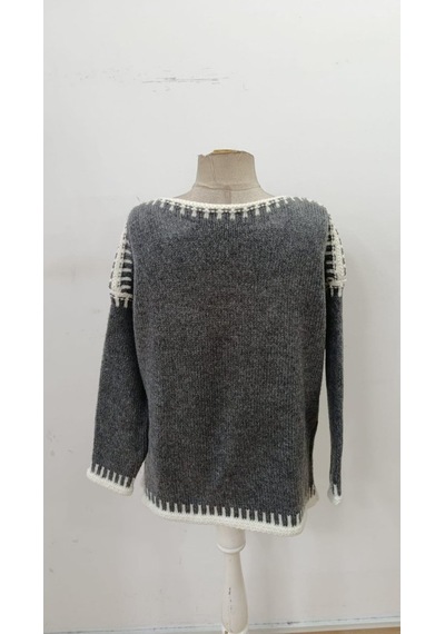 Bhrwear Kadın Uzun Kollu Kayık Yaka Triko Bluz Renkli
