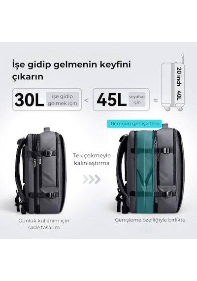 Mark Ryden Super Genişletilebilir Çoklu Bölmeli Laptop Giysi Sırt Çantası G1 Mr9822 Kr00ⅱ Siyah Siyah