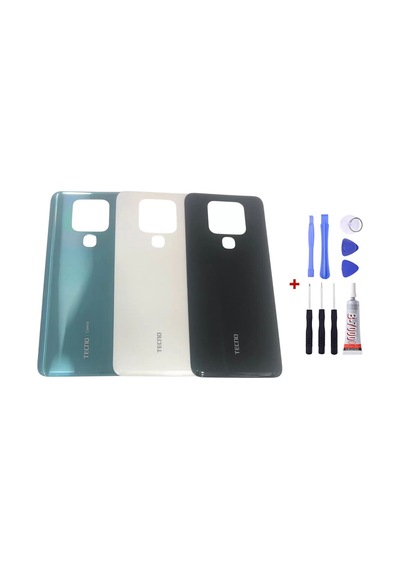 Tecno Camon 16 Beyaz Arka Cam Kapak Pil Kapağı Tamir Set B7000 Set Beyaz