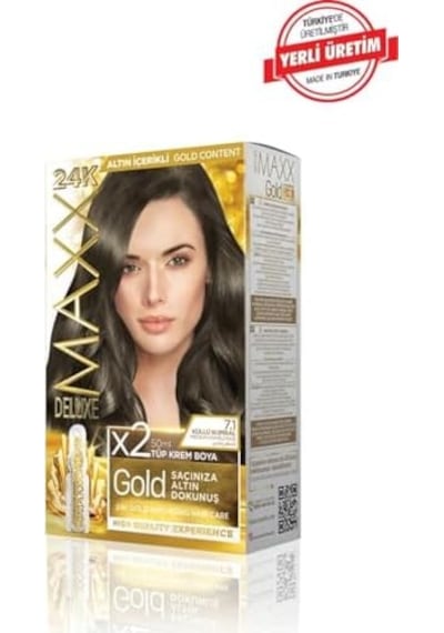 Serisi 24k Altın Parçacıklı Serum İle 1 Kutu 2 X 50 Ml Ve Geliştiriciler Saç Boyası Küllü Kumral 7.1
