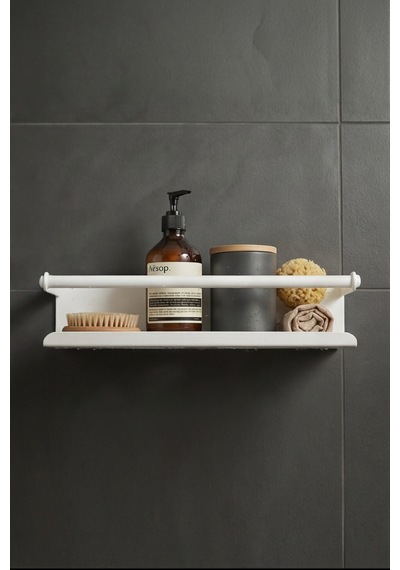 Zift Unique 25cm Paslanmaz Çelik Duş Rafı, Yapışkan Montaj Banyo Rafı,beyaz Mondern Şampuanlık