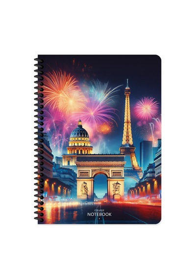 Keskin 16,5 X 22,5 Kareli Pp Kapak City Spiralli Defter - Paris Çok Renkli