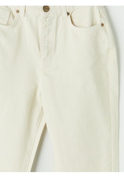 Lcwaıkıkı Curve Ekru Mom Fit Kadın Jean Pantolon