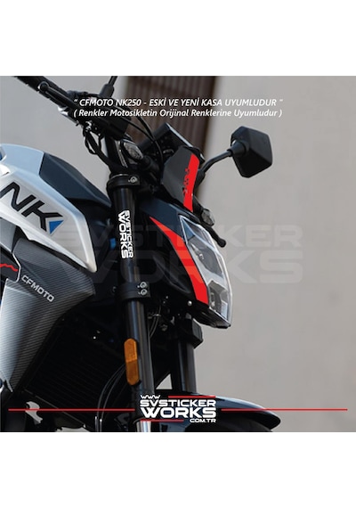 Cfmoto 250nk Siper Sticker Siperlik Tur Camı Sticker Nk Yazılı Etiket Kırmızı