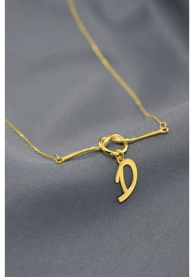 Papatya Silver 925 Ayar Gümüş Gold Kaplama D Harfli Düğüm Kolye