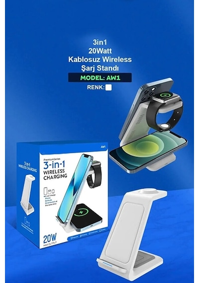 3in1 20w Kablosuz Şarj Magsafe Uyumlu İphone Telefonlar Ve Apple