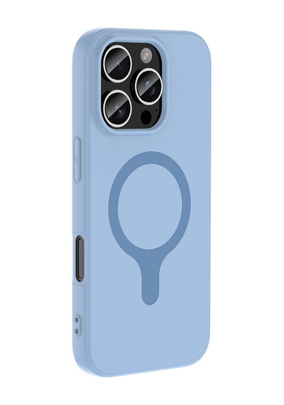 Maks Technology iPhone Uyumlu 16 Pro Max Kılıf M-safe Şarj Özellikli Mkst Aris Silikon Kapak - Baby Blue