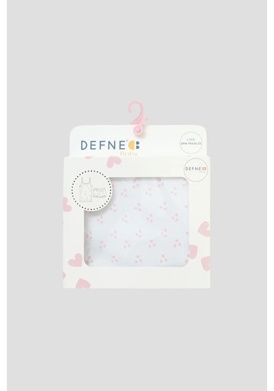 Defne Baby Kız Çocuk Premium Pamuklu Kalp Desenli Penye Atlet & Boxer Takımı Renkli