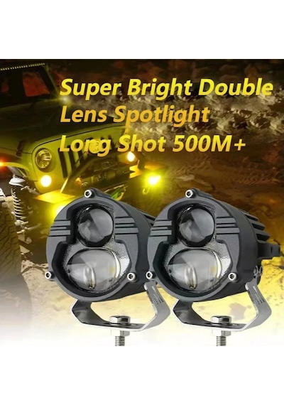 Space Offroad Sis Lambası 6.8x6.8x7cm Sarı Beyaz 25w+25w 12-60v Set / Lass388