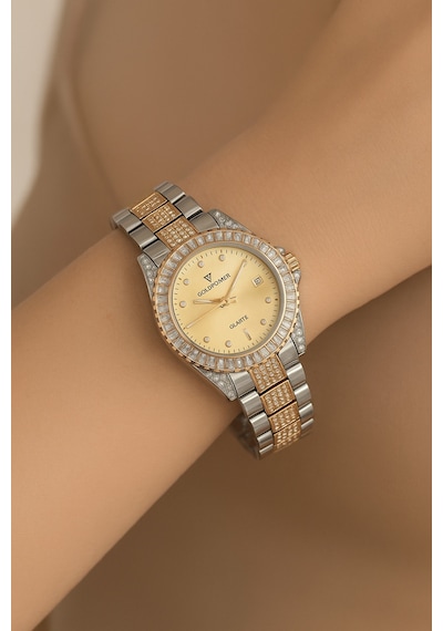 Taşlı Metal Kordon Kadın Kol Saati Gold/gümüşiçisarı - 646846802 Rose Gold