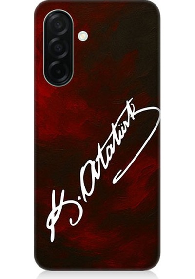 Samsung Galaxy A56 Uyumlu Atatürk İmzası Kırmızı Fon Desenli Silikon Kılıf Çok Renkli