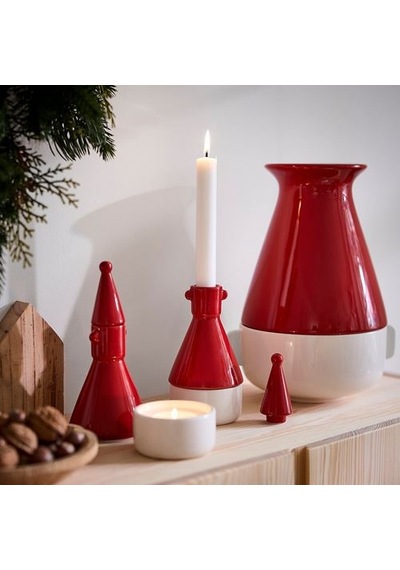 Ikea Vınterfınt Şamdan/tealight Mumluk, Kırmızı-beyaz, 22 Cm