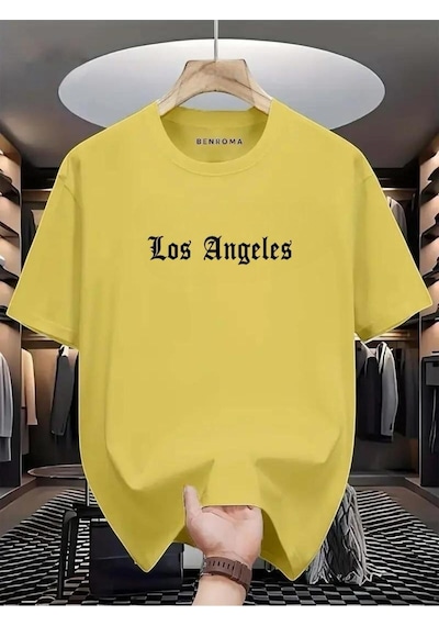 Los Angeles Baskılı Oversize Tişört Sari