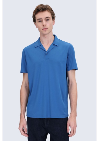 Hatemoğlu İndigo Regular Fit Apaş Yaka Tişört Indigo