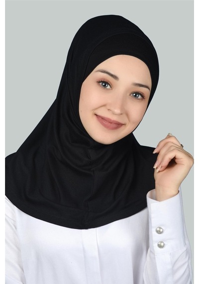 Altobeh İkili Set Pratik Eşarp Hazır Türban Ve Hijab Tesettür Bonesi Siyah
