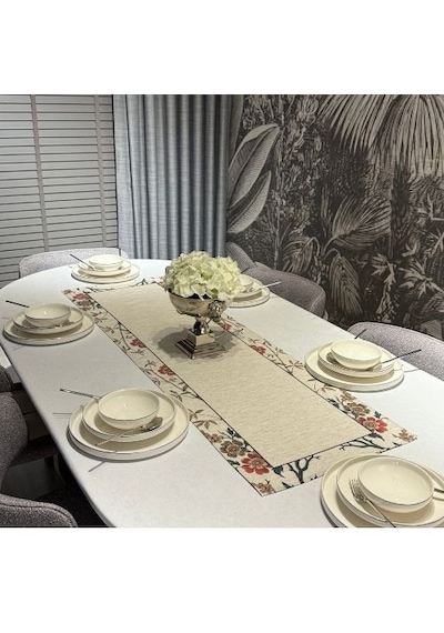 Keten Asil Desen Runner 40x140 Cm Çok Renkli
