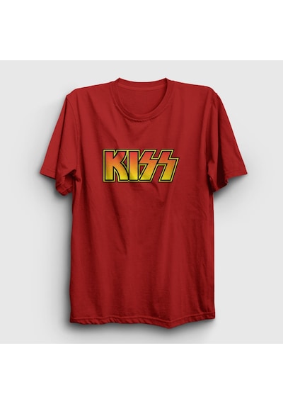 Presmono Unisex Logo Kiss T-shirt Kırmızı