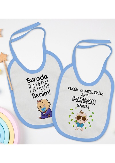 BK Kids Patron Tasarımlı 2’li Mavi Mama Önlüğü-1 Mavi