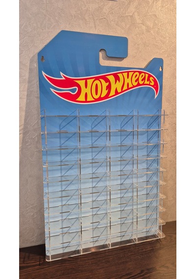Hotwheels Temalı 40 Arabalık Duvar Rafı Kartonet Gorunumlu 1/64 Diecast Araba Dekoratif Düzenleyici Stand Çok Renkli