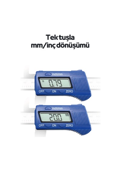 Ysb 150 Mm Karbon Fiber Dijital Kumpas - Mavi Kadran Profesyonel Seri - Pil + Yedek Pil Dahil