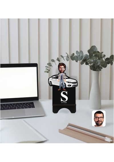 Kişiye Özel Plakalı Erkek Fiat Egea Karikatürlü Ahşap Biblo Telef