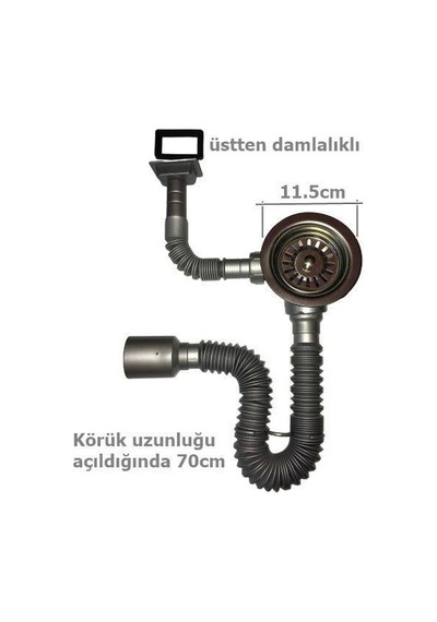 Çöpmak Kapalı Taşmalı Körüklü Evye Sifonu 50 Mm 1''