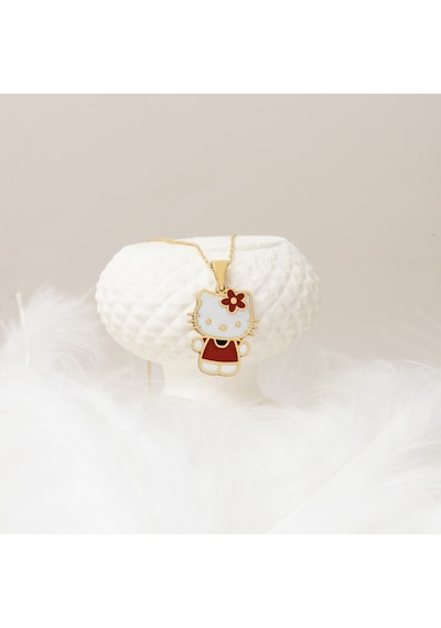 Dkmn Gümüş Hello Kitty Kırmızı Mine Taşlı Gümüş Kolye