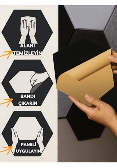 Beylini 12'li Akustik Panel Keçe Kendinden Yapışkanlı Duvar Kaplama Ses Ve Isı Yalıtım Duvar Kaplama 10 Mm Kalınlık 26x30 Cm Karışık