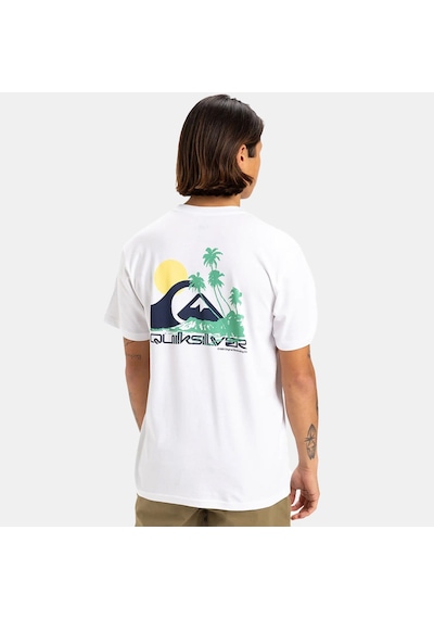 Quiksilver Palm Lines Erkek Beyaz Yuvarlak Yaka Tişört Beyaz