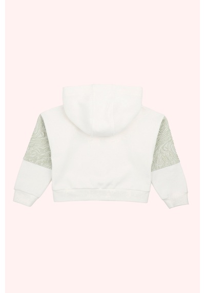 Panço Kız Çocuk Fermuarlı Sweatshirt Ekru