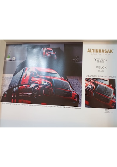Altınbaşak %100 Pamuk Tek Kişilik Nevresim Takımı Velox Black