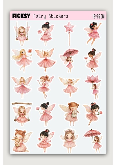 Sevimli Peri Sticker Seti - 100 Adet Etiket Çıkartma Diğer