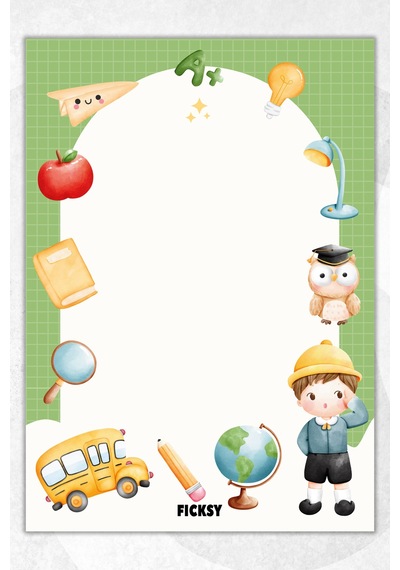 A5 Çocuk Bloknot Çizgisiz Defter - 50 Yaprak - Memopad - Notepad - Not Defteri - Not Kağıdı Yeşil Yeşil