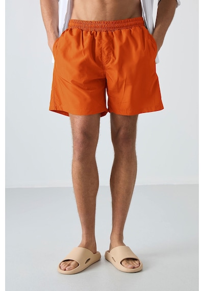 Tommylife Neon Oranj Hızlı Kuruyan Standart Fit Erkek Deniz Şortu - 81237
