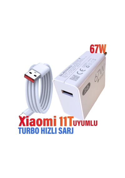 Xiaomi 11t Uyumlu 67w Turbo Hızlı Şarj Aleti Ve Hızlı Şarj Kablosu